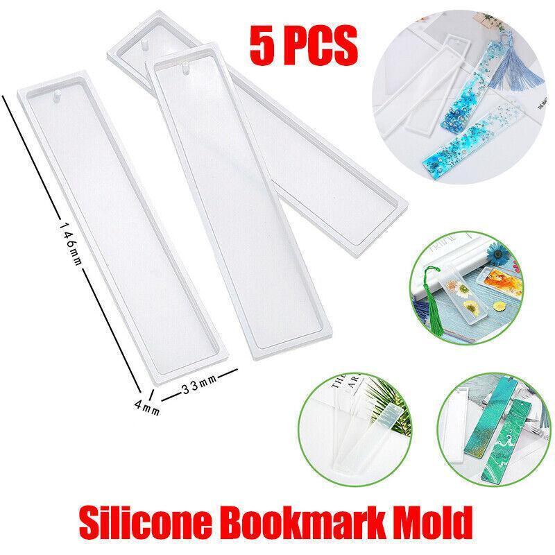 5PCS Silicone Bookmark Mould Rectangle Resin Craft Making Tool for DIY Projects