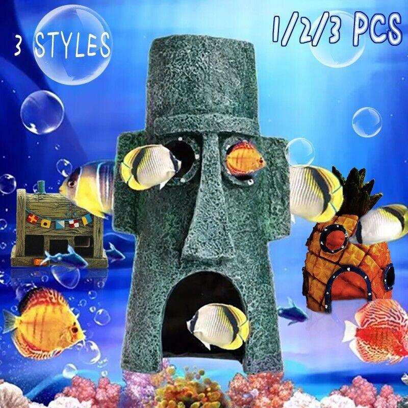 For Alien Spongebob Pineapple House Hole Fish Tank Decoration Aquarium Ornament - Plankton House
