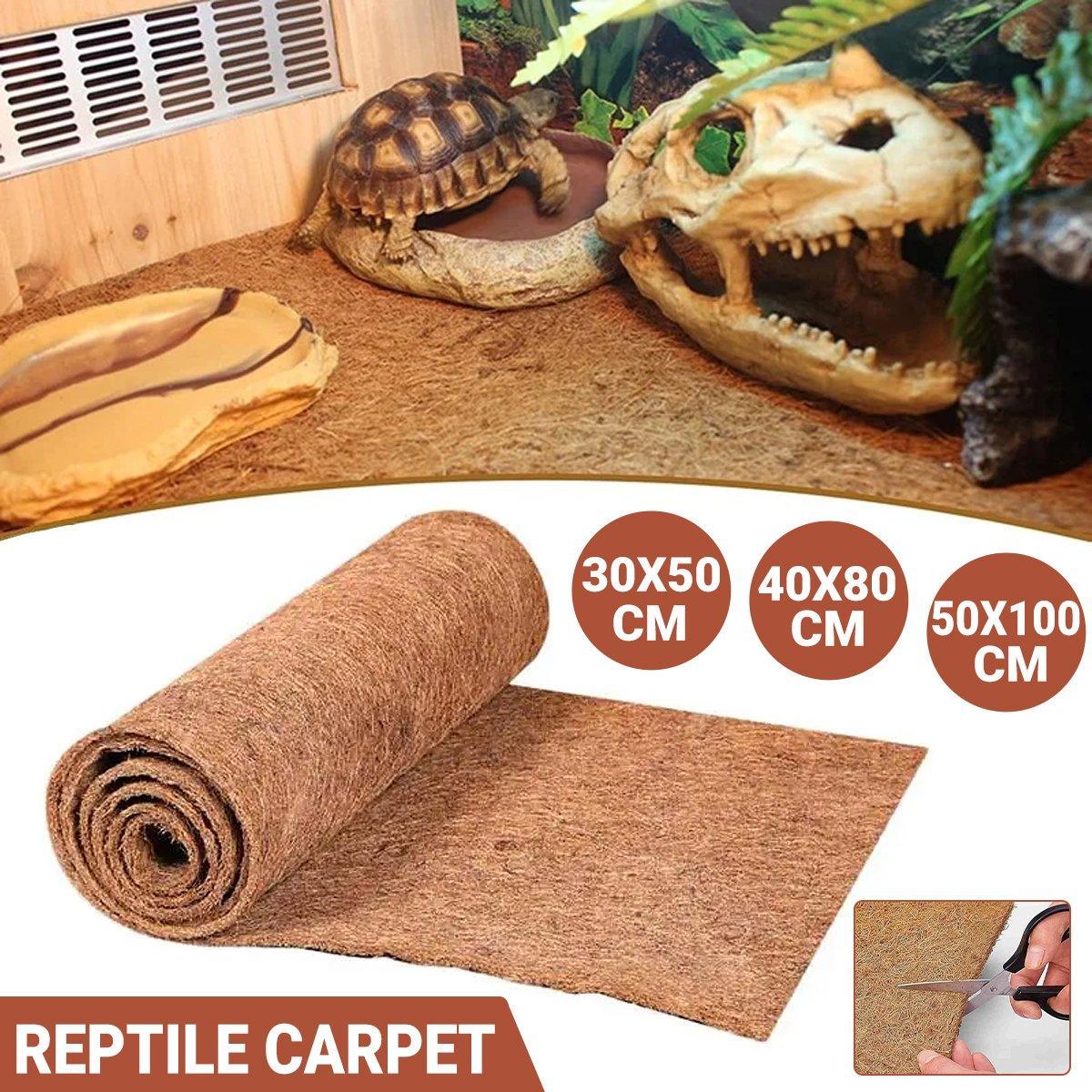 Reptile Terrarium Liner Coconut Fiber Mat Tortoise Carpet Pet Hamster Bedding - 50x30cm