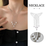 Hollow Imitation Pearl Fringe Multi Layer Necklace Fashion Jewellery Women