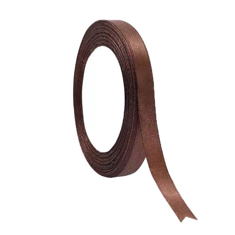 10mm Width Satin Hair Ribbon Wedding Party Decoration Gift Banquet 5m - Dark Coffee