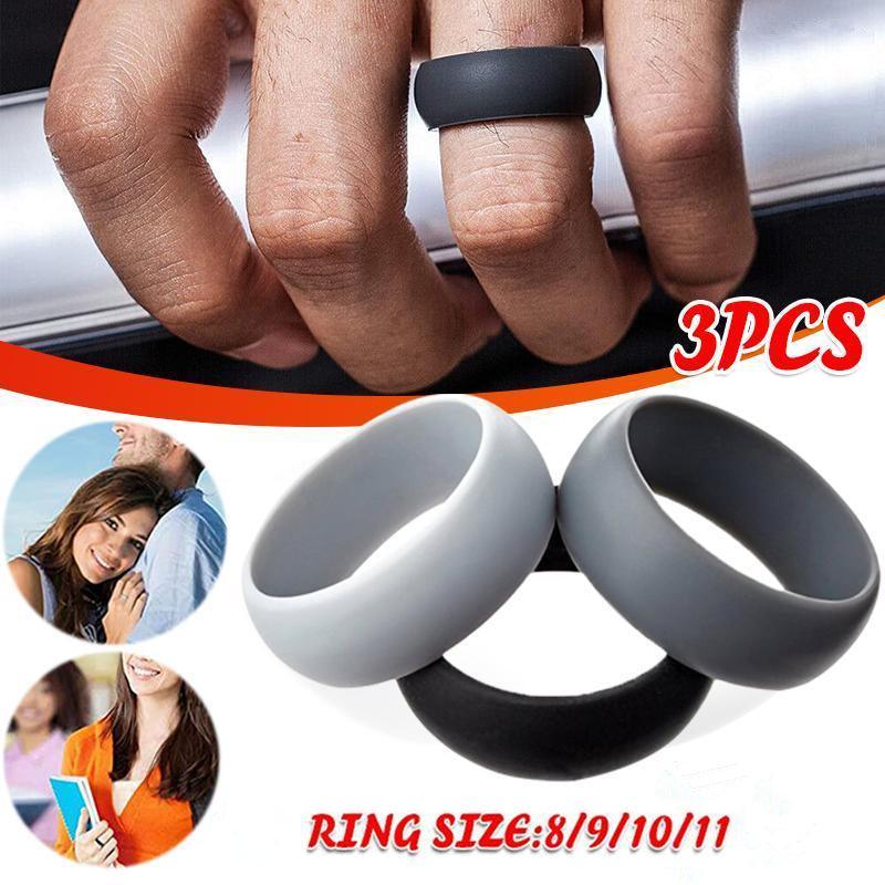 Silicone Rubber Ring Bands 3Pcs - 10