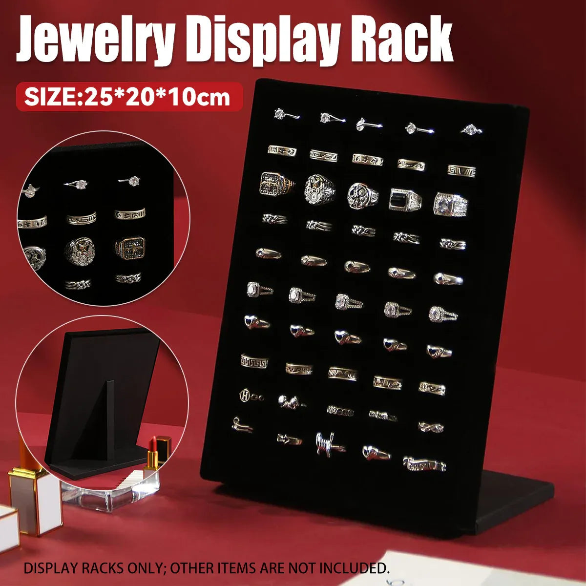 Wood Earring Ring Display Rack with Velvet Fabric for Jewelry Store Showcase Use