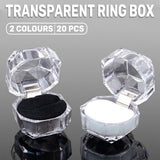 20pcs Acrylic Octagonal Jewelry Ring Earrings Box Transparent Display Cases - White