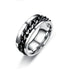 Spinner Rings Mens Womens Fidget Rotating Ring Silver Stainless Steel Size 7 - Black
