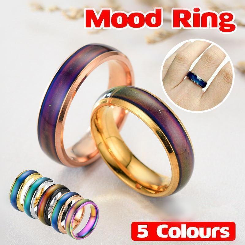 Mood Colour Changing Ring Temperature Sensitive Stainless Steel US Size 8 - Rose Gold