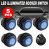 5Pcs/Set 12V 20A Car Spst Auto Marine Boat Round On/Off Rocker Waterproof Switch