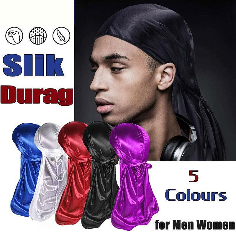 Velvet Durag Silky Hat Cap Men Women Premium Designer Doo Rag Wave Silk Headwear - Roral blue