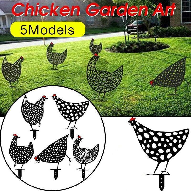 Garden Ornaments Chicken Yard Art Garden Backyard Lawn Decor Gift Easter Deco - E