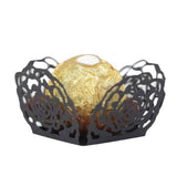 Wedding Party Celebration Candy Chocolate Box Wedding Hollow Rose Lace Decor - 50pcs-Black