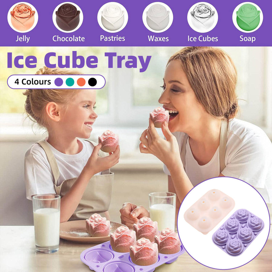 Large Ice Cube Tray Rose Maker Silicone Mold Whiskey Chocolate Jelly Mould DIY - Purple