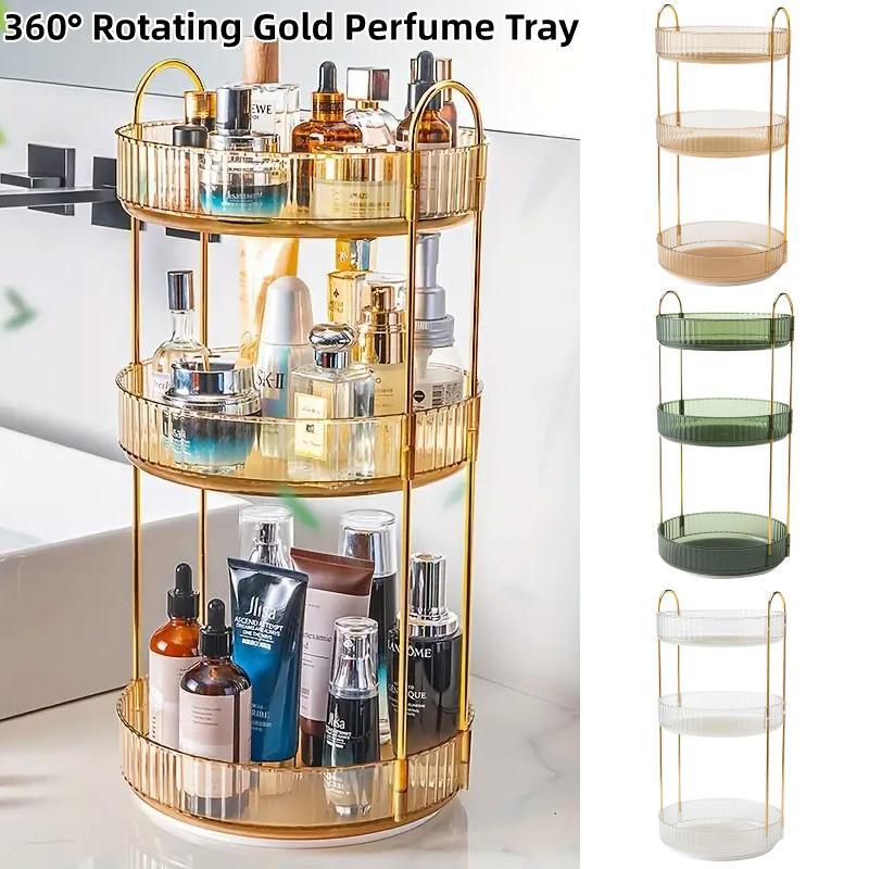 Rotating Cosmetic Organiser Home Storage Shelf Box for Makeup and Beauty Product - Amber