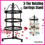 3 Tier Round Rotating Earring Display Stand Jewelry Holder Hanger for Earrings