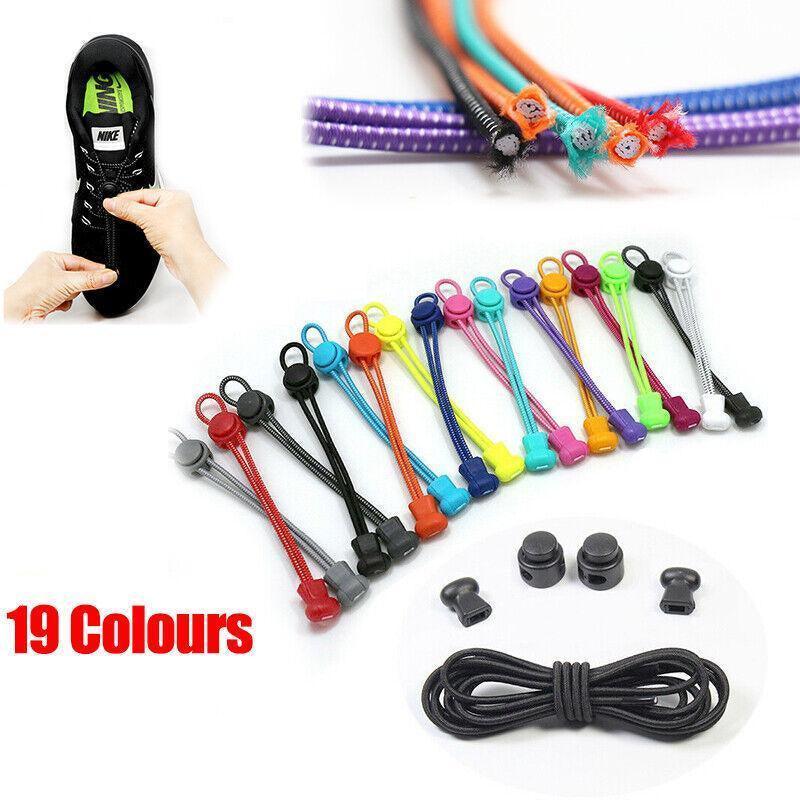 No Tie Elastic Shoelaces with Toggle Locks for Sneakers Running Walking Shoes - White With Dots