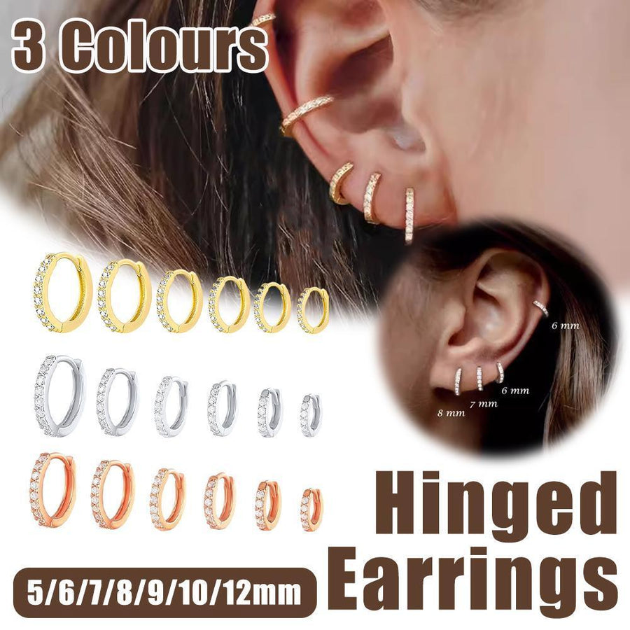 7sizes Hoop Earring Silver Zirconia Ear Huggie Hoop Cartilage Piercing Jewellery - Champagne-10mm