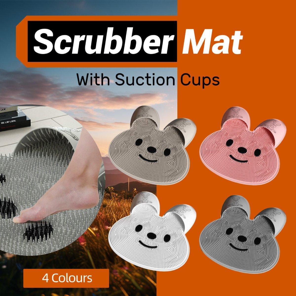 Silicone Foot Scrubber Rabbit Tub Mat Suction Cup Exfoliating Brush Cleaning Mat - Khaki