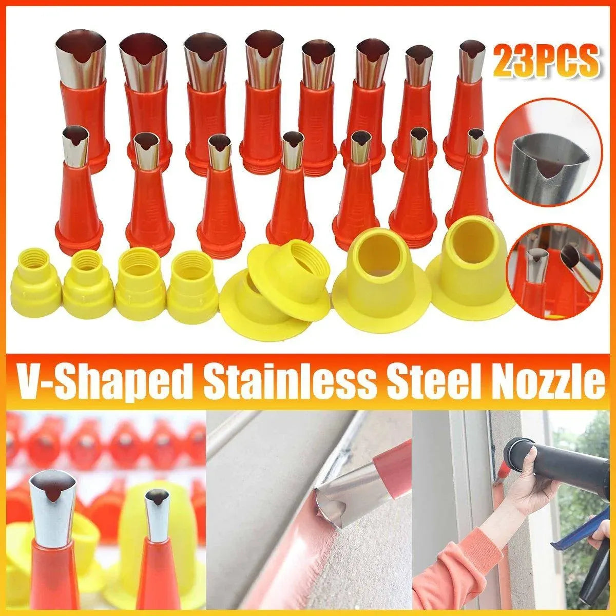 23pcs V Type Stainless Steel Rubber Nozzle Anti Air Drum Glue Nozzle Tool Kit