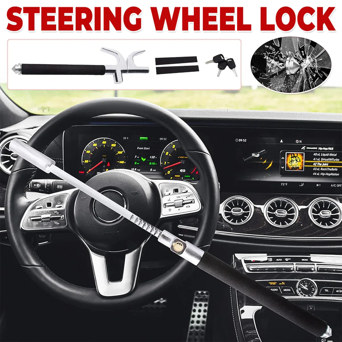 Multi Functional Car Anti Theft Steering Wheel Lock Security Bar for Vehicle Use