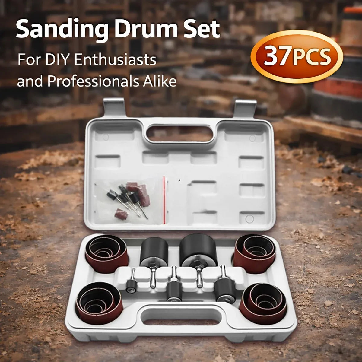 37Pcs Sanding Drum Kit Sleeve Set for Drill Rotary Tool Wood Polishing