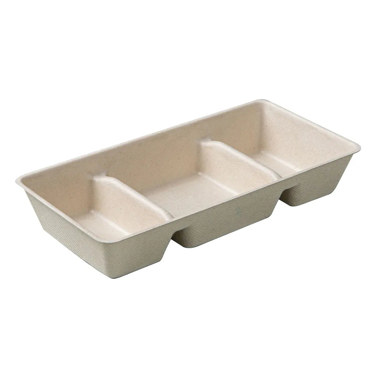 30PCS Disposable Pulp Three-Compartment Dip Box for Sushi BBQ Sauce Condiment - Kraft