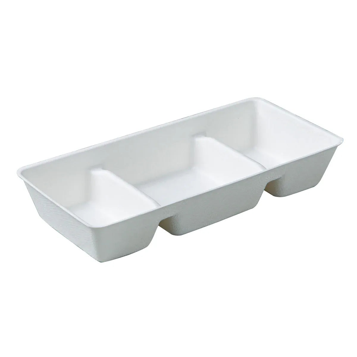 30PCS Disposable Pulp Three-Compartment Dip Box for Sushi BBQ Sauce Condiment - White