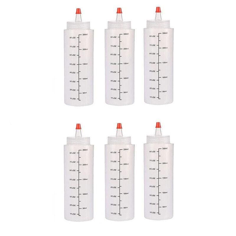 Squeeze Condiment Dispenser Bottles 250ml 500ml Sauce Craft Use Set of 6 - 250ML