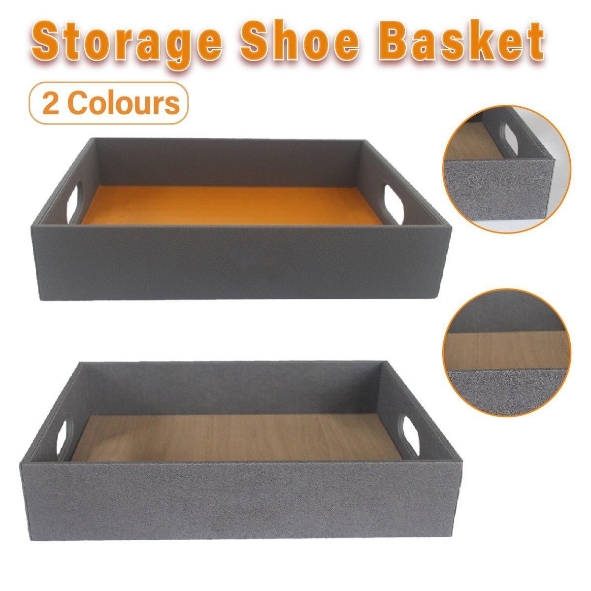 Hotel Shoe Basket Storage Tray for Leather Goods Organiser in Guest Rooms - Brown