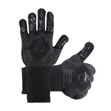 BBQ Gloves 800°C Heat Oven Grill Non-Slip Fireproof Resistant Silicone Kitchen - Black