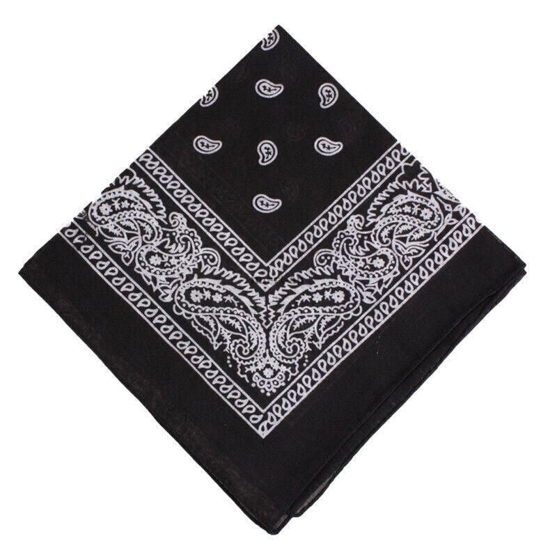 Paisley Bandana Scarf Head Wrap Face Neck Cover Summer Outdoor Fishing Headwear - Black