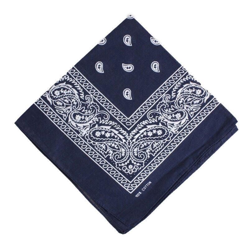 Paisley Bandana Scarf Head Wrap Face Neck Cover Summer Outdoor Fishing Headwear - Dark Blue