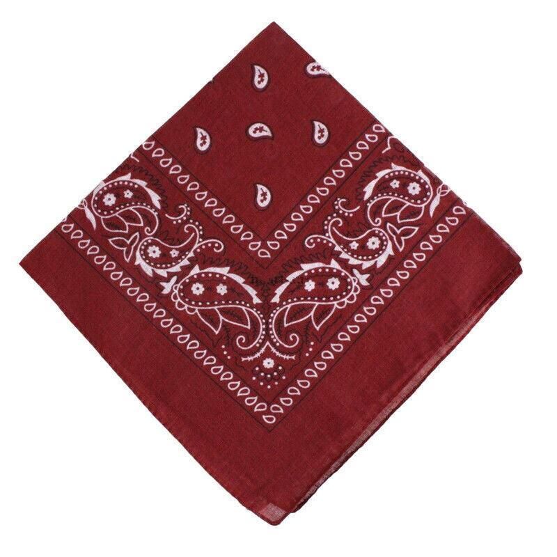 Paisley Bandana Scarf Head Wrap Face Neck Cover Summer Outdoor Fishing Headwear - Wine Red