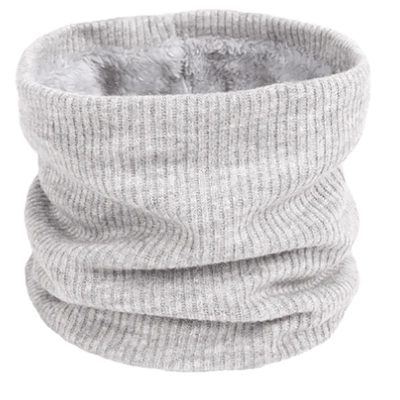 Fleece Neck Warmer Thermal Tube Scarf Winter Snood Hat for Men Women Outdoor - Grey