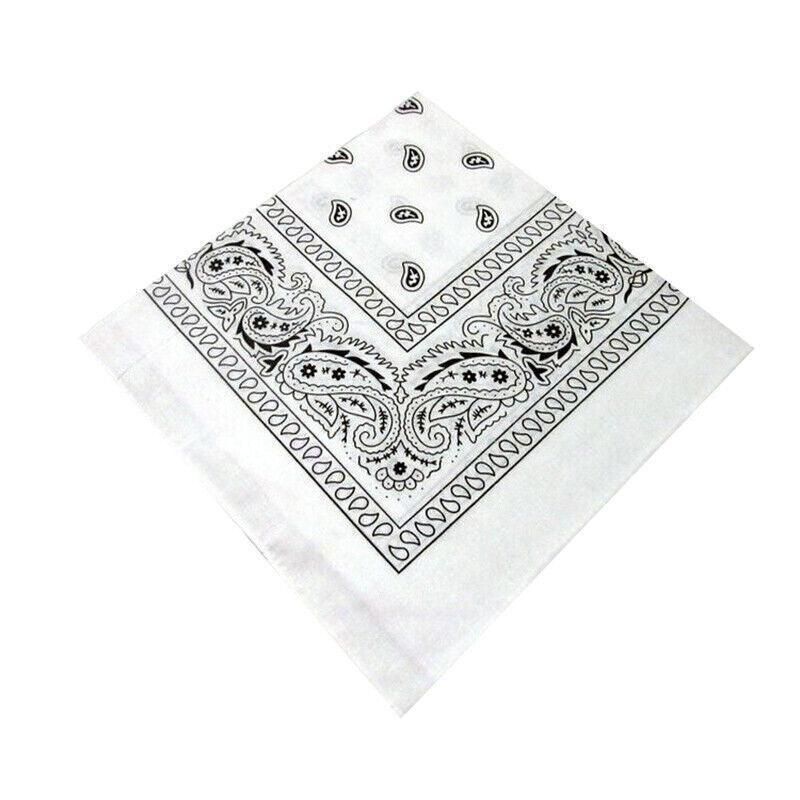 Paisley Bandana Scarf Head Wrap Face Neck Cover Summer Outdoor Fishing Headwear - White