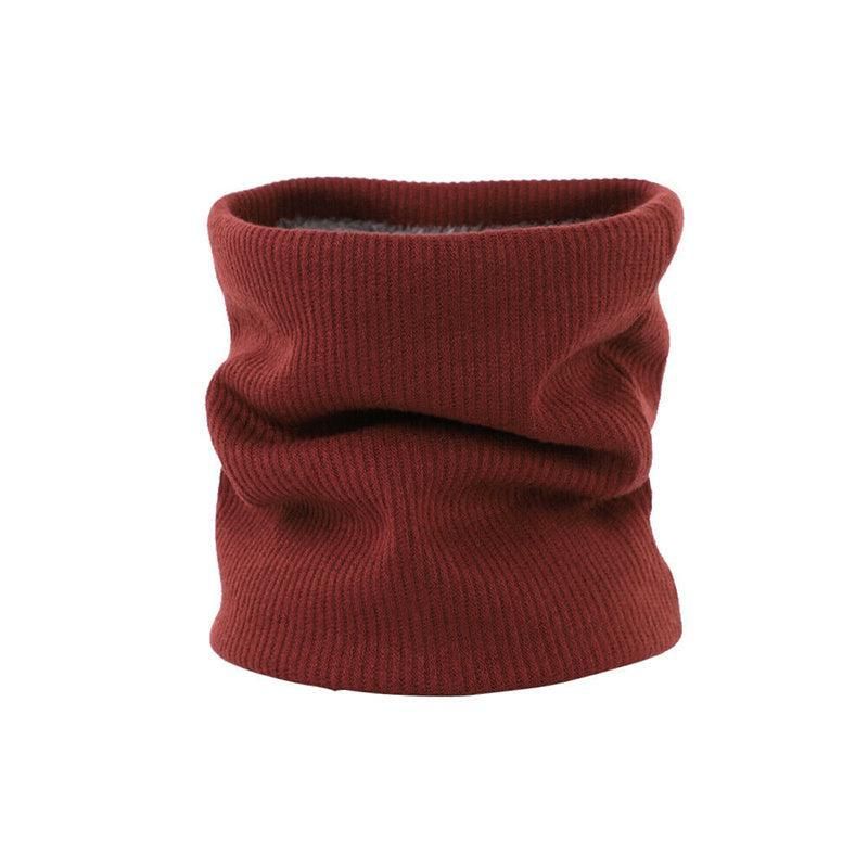 Fleece Neck Warmer Thermal Tube Scarf Winter Snood Hat for Men Women Outdoor - Wine Red