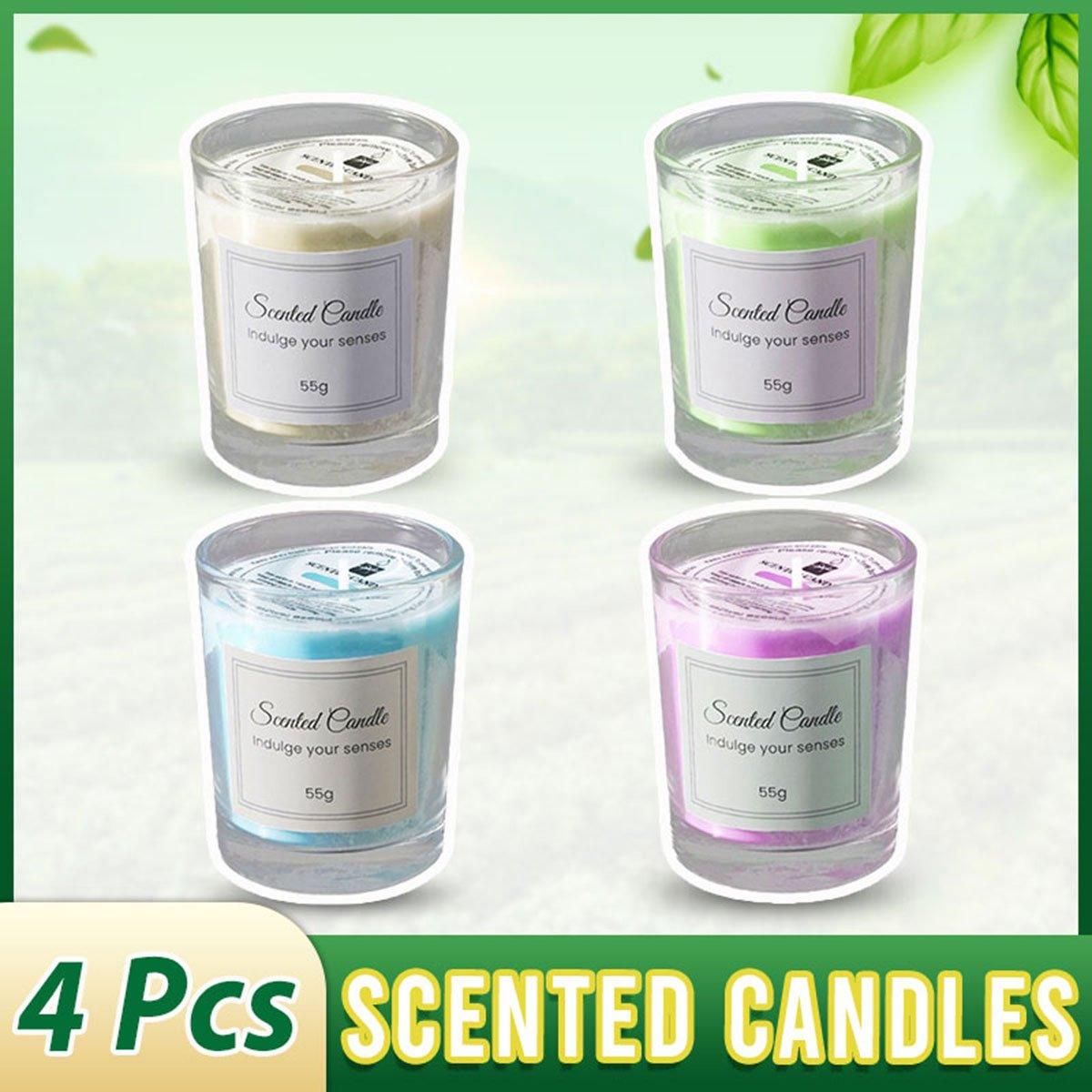 4Pcs Aroma Candles Smokeless Glass Scented Candles Gift Set for Relaxation