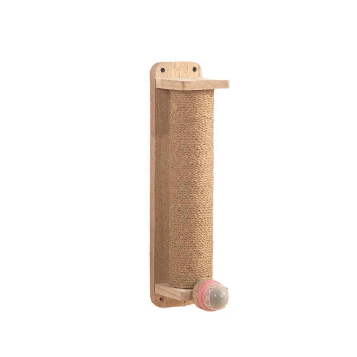 2Style Wood Wall-Mounted Natural Sisal Rope Cat Scratching Claw Grinding Pet Toy - Single Column Pink