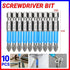 10PCS Anti Slip Electric Hex Shank 50mm PH2 Cross Head Screwdriver Bits Set