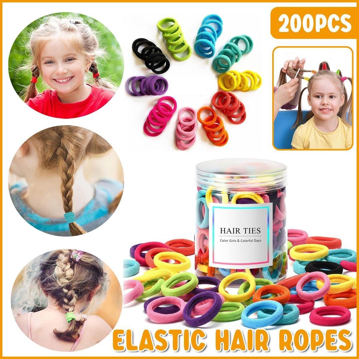 200Pcs Women Girls Hair Bands Ties Rope Rings Elastic Hairband Ponytail Holder