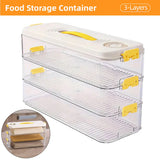3 Layers Square Food Storage Container with Lid Kitchen Organiser for Meal Prep