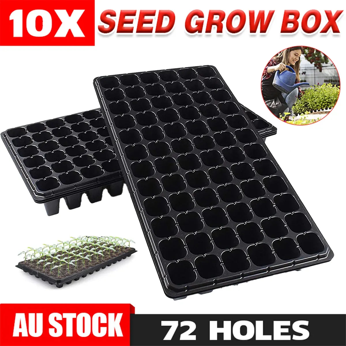 10x 72 Hole Plant Seed Grow Box Seedling Starter Tray for Plant Propagation