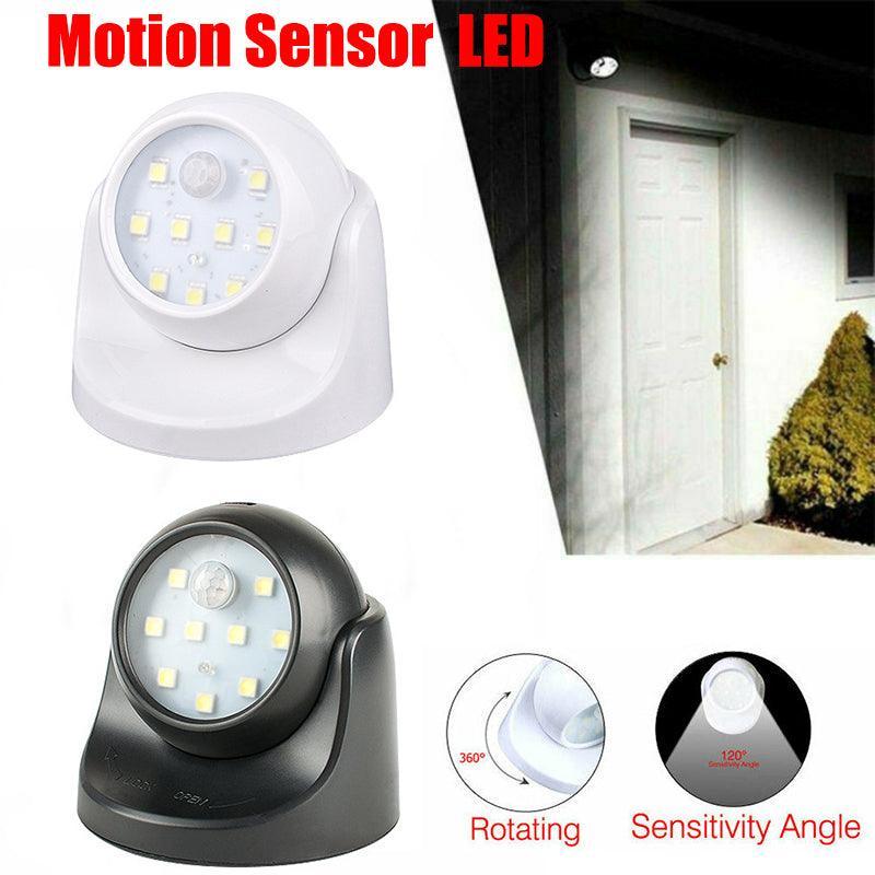 360° Battery Operated Indoor Outdoor Garden Motion Sensor Security Led Light New - Black