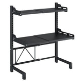 2/3Tier Microwave Oven Stand Rack Shelf Condiment Kitchen Holder Cabinet Storage - Black 3-Layer