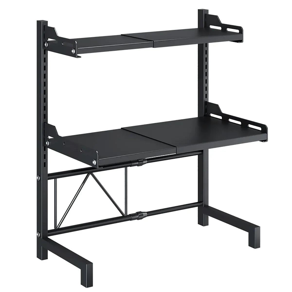 2/3Tier Microwave Oven Stand Rack Shelf Condiment Kitchen Holder Cabinet Storage - Black 3-Layer