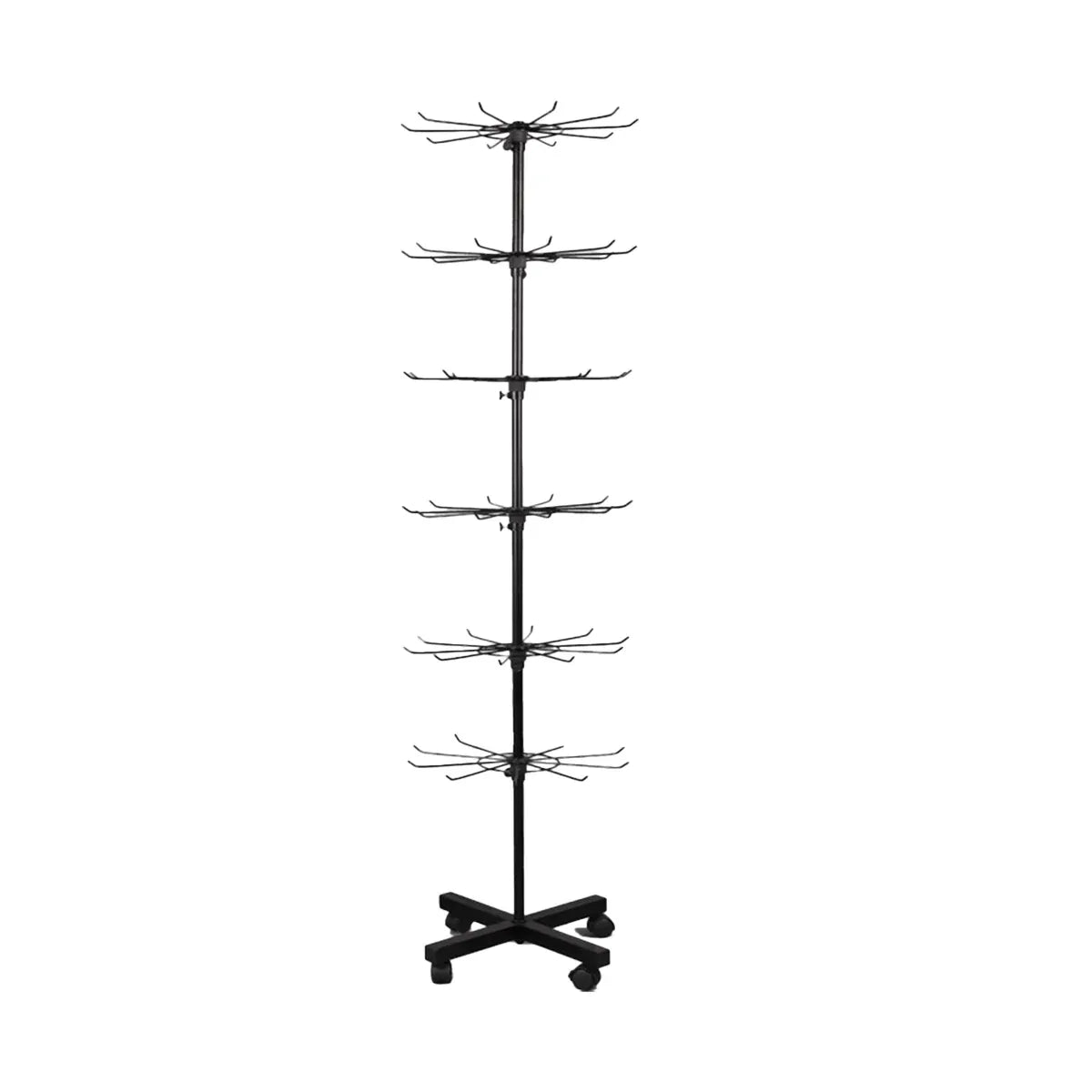 Rotating Jewellery Display Stand 5 6 Tier Metal Rack With Wheels Adjustable - 6 Tier