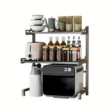 2/3Tier Microwave Oven Stand Rack Shelf Condiment Kitchen Holder Cabinet Storage - Grey 3-Layer