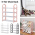Four Layer Shoe Rack Storage Organizer Multi Tier Shoe Shelf for Entryway Closet - Black
