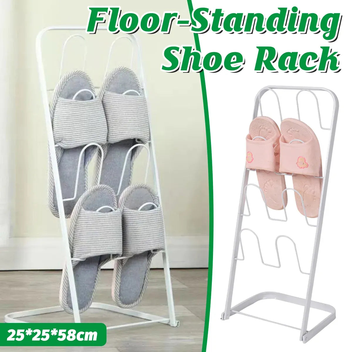 Metal Floor Standing Slipper Rack for Entryway Hallway Bathroom