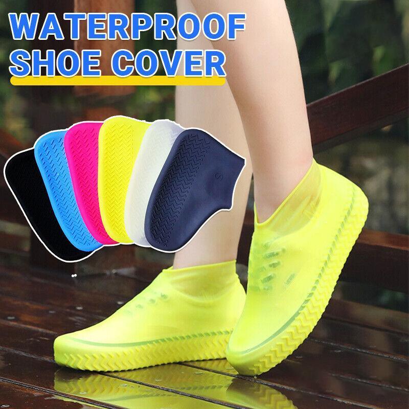 Shoe Cover Waterproof Silicone Non Slip Rain Water Rubber Foot Boot Overshoe L Size - Black