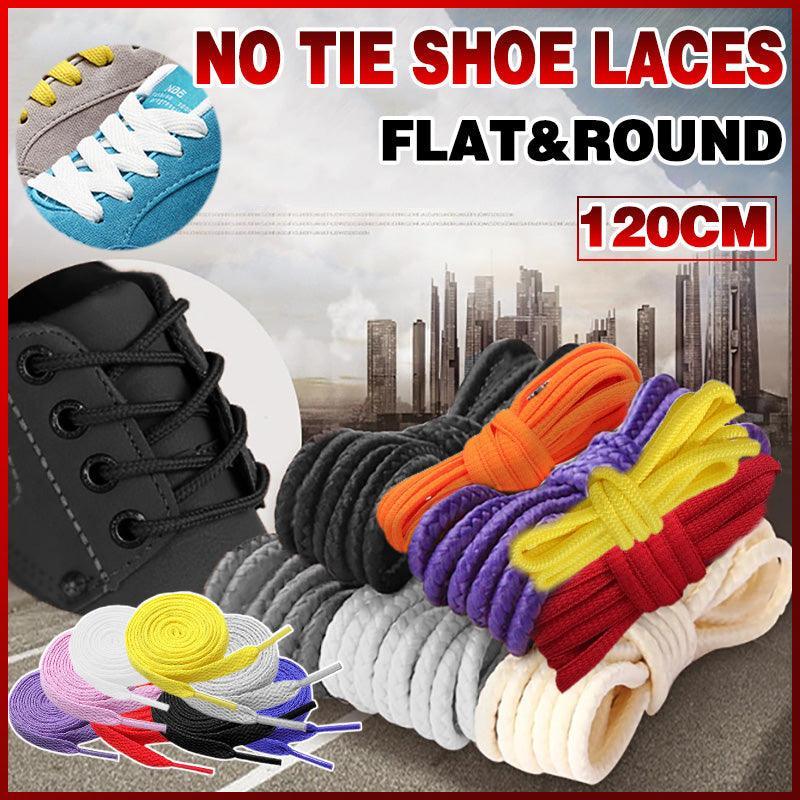 Shoelaces Colorful Coloured Flat Round Oval Bootlace Sneaker Shoe Laces - Oval-Black