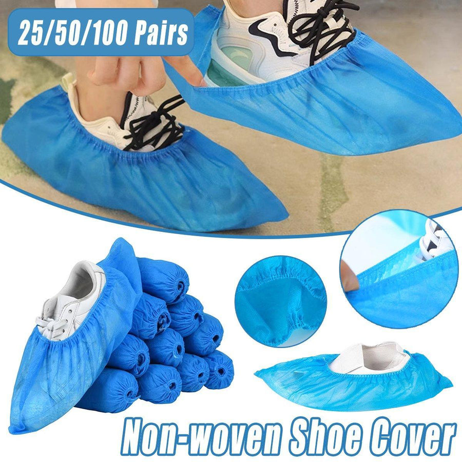 Disposable Non-woven Shoe Covers Anti Slip Boot Cleaning Overshoes 25-100 Pairs - 50 Pairs